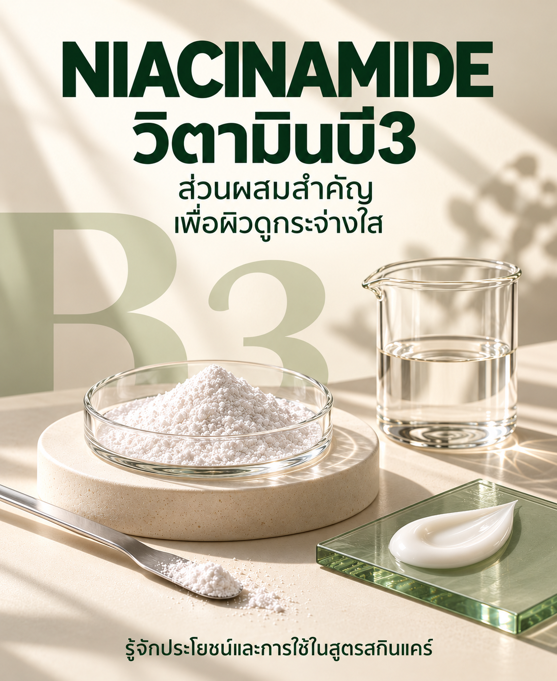 วิตามินบี3 (ไนอาซินาไมด์, Niacinamide): ส่วนผสมมหัศจรรย์เพื่อผิวสวยสมบูรณ์แบบ