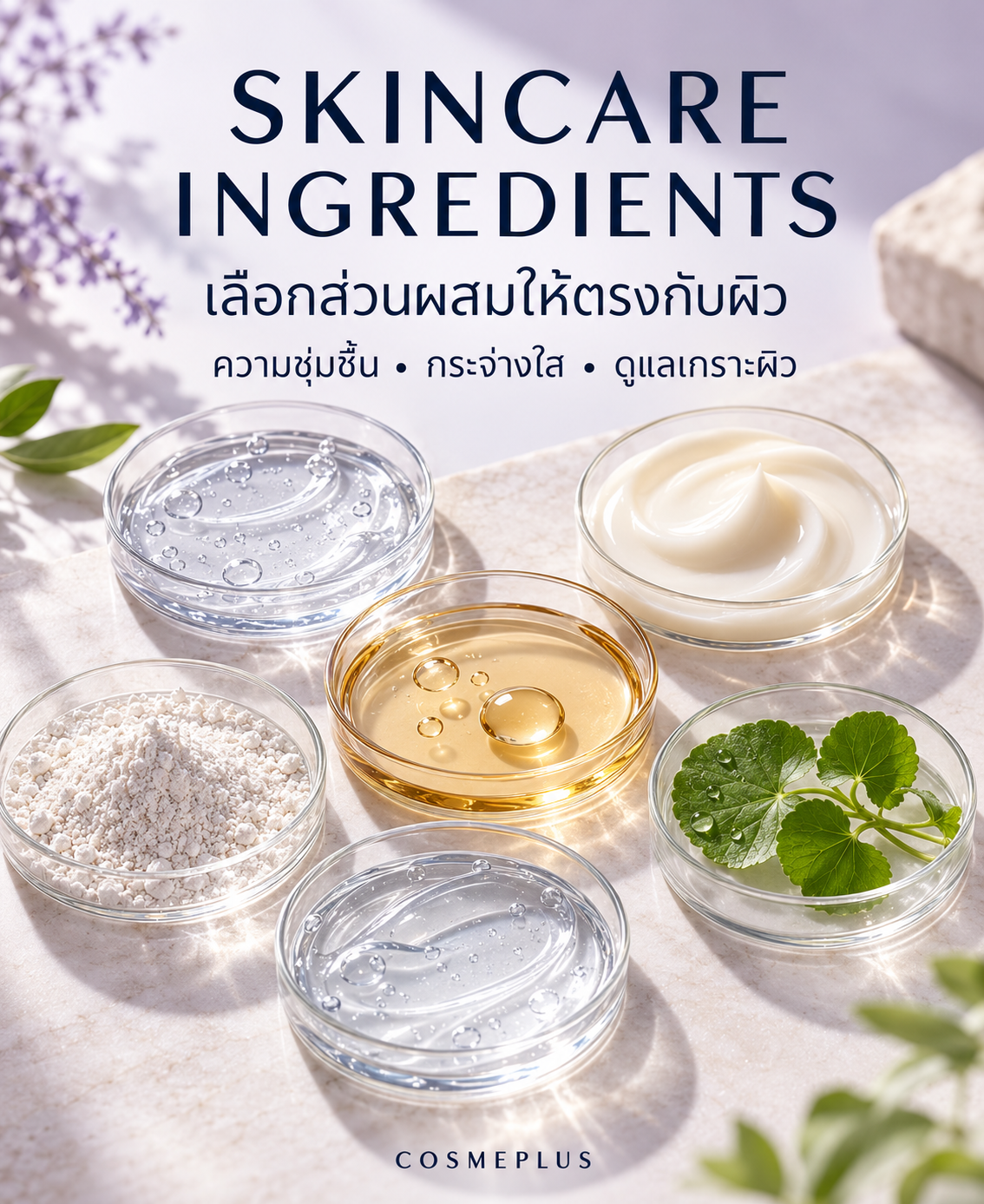 สารสกินแคร์ที่ควรเลือกใช้ตามปัญหาผิว | แนะนำส่วนผสมยอดนิยมปี 2025