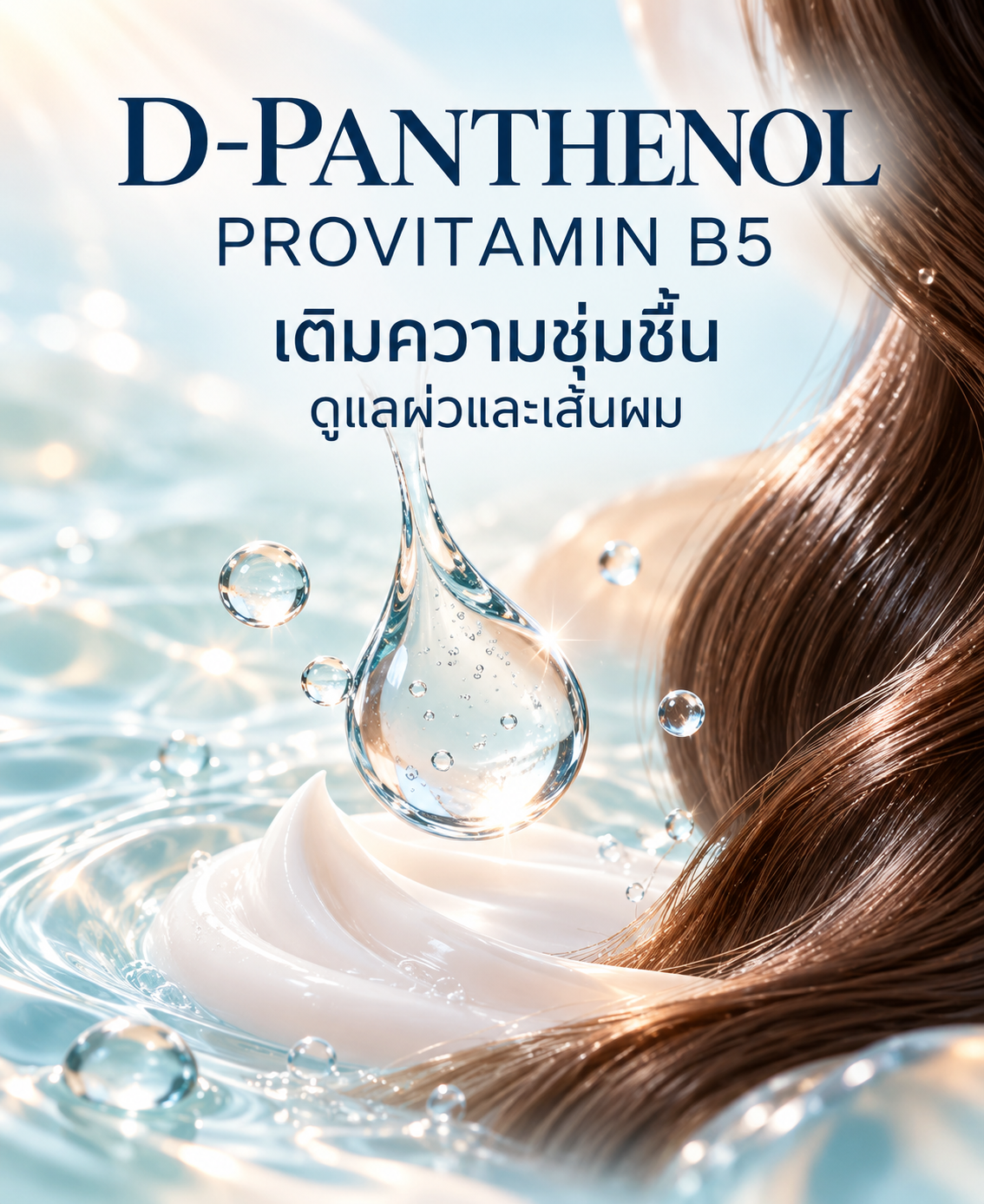 D-Panthenol (Pro Vitamin B5) สารเพิ่มความชุ่มชื้นยอดนิยมสำหรับสกินแคร์และแฮร์แคร์